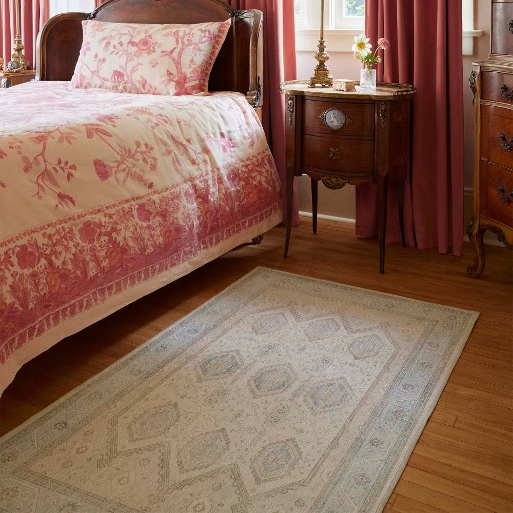 Ruggable 3'x5' Washable Bridgerton Crown Affair Opal Area Rug Ivory/Blue