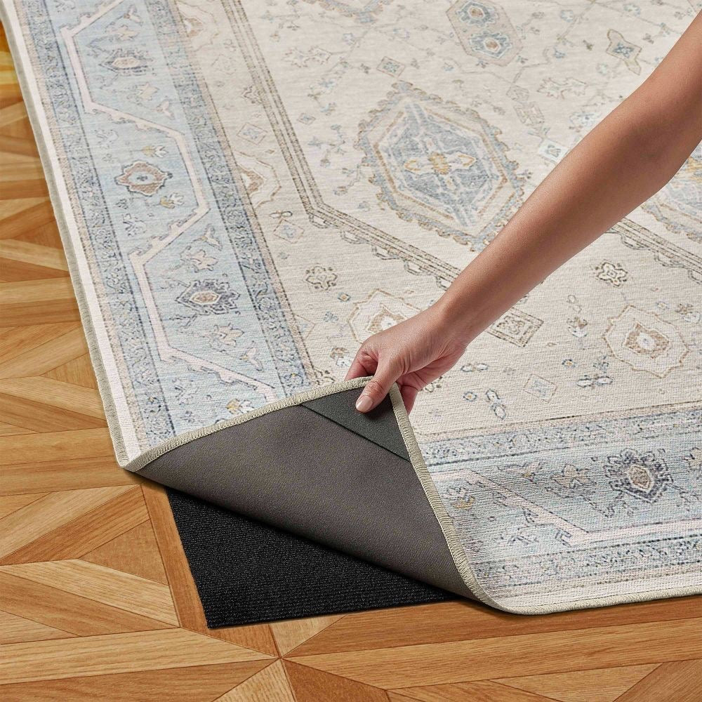 Ruggable 3'x5' Washable Bridgerton Crown Affair Opal Area Rug Ivory/Blue