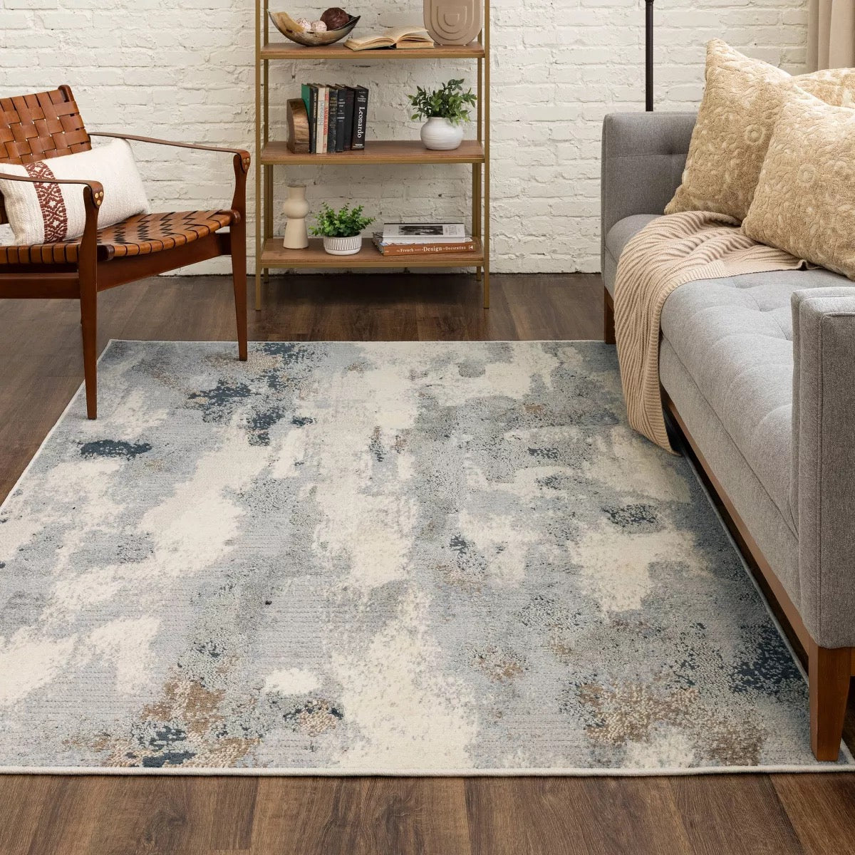 5' x 7' Watercolor Area Rug Gray - Threshold