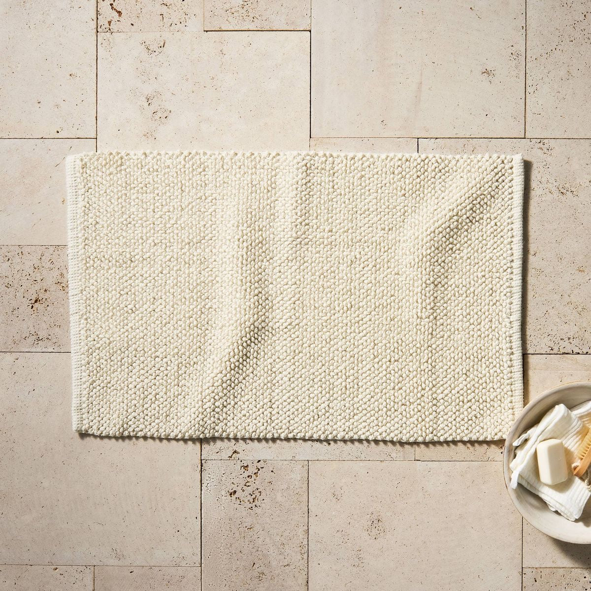 21"x34" Textured Bath Mat Natural - Casaluna