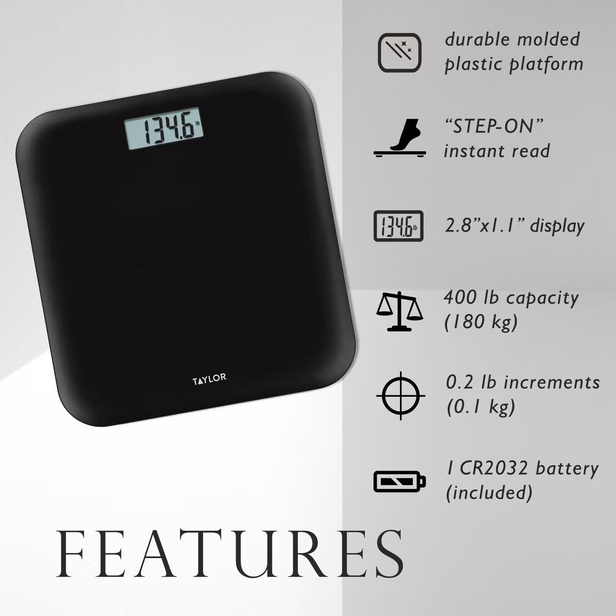 Taylor Digital Lightweight Bathroom Scale - Black