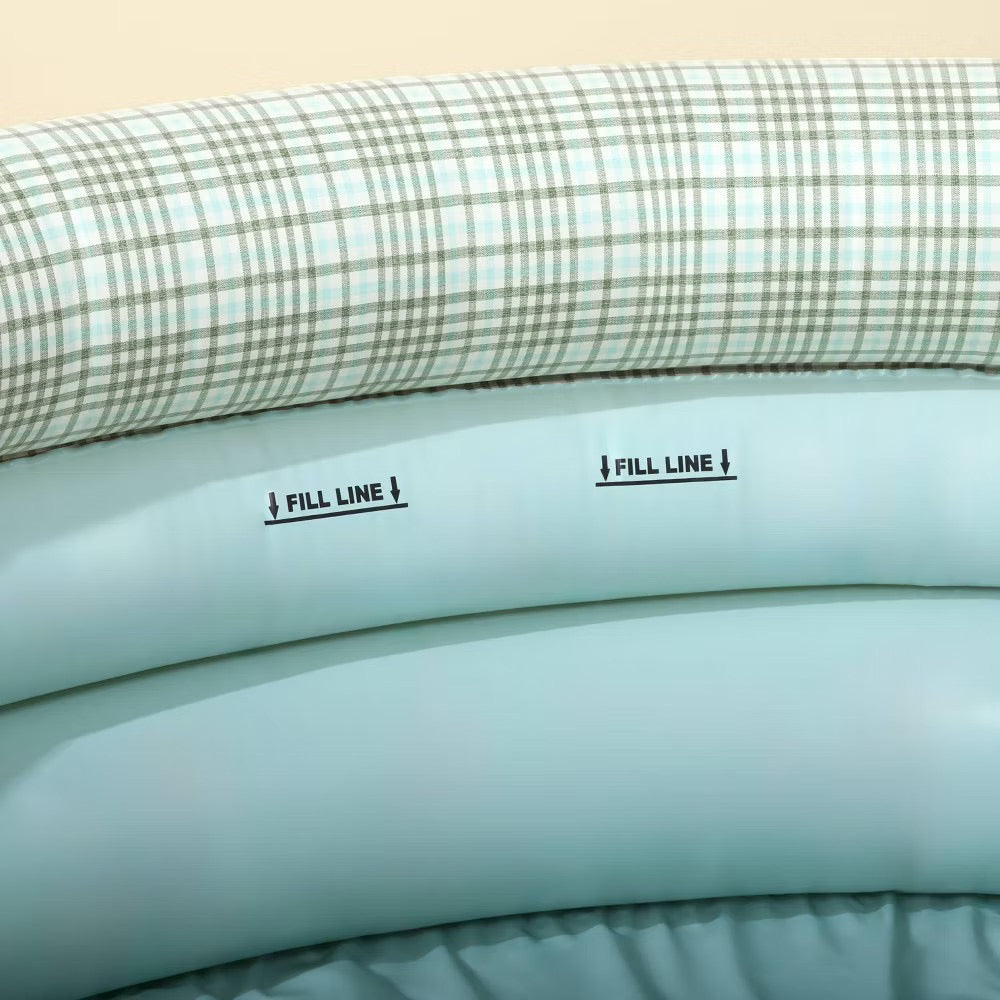 132 Gallon Layered Plaid Inflatable Kiddie Pool Green/Blue - Hearth & Hand