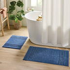 2pc 17"x24" and 20"x34" Cotton Striped Non Skid Bath Rug Set