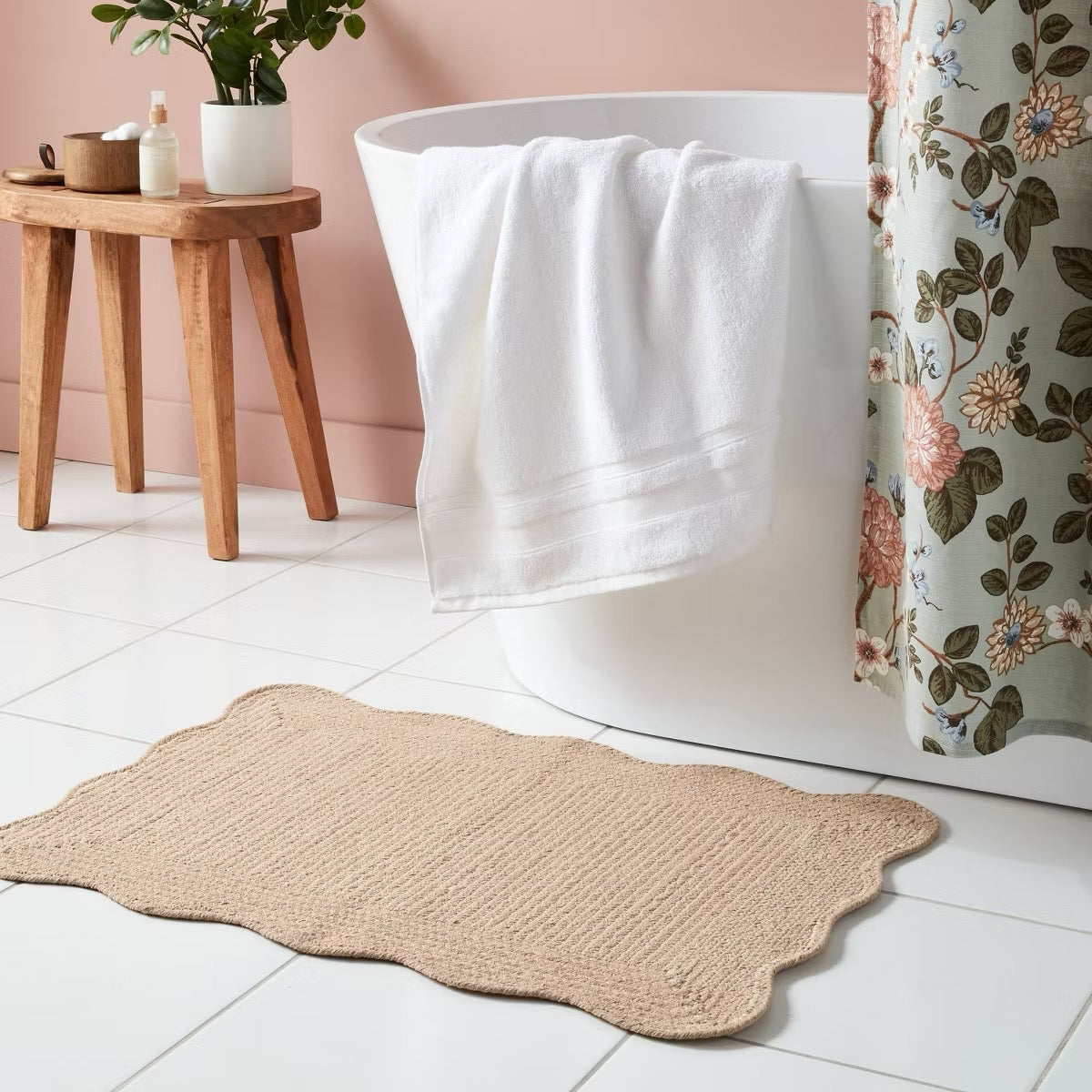 20"x30" Coastal Scallop Edge Bath Rug Cream - Threshold