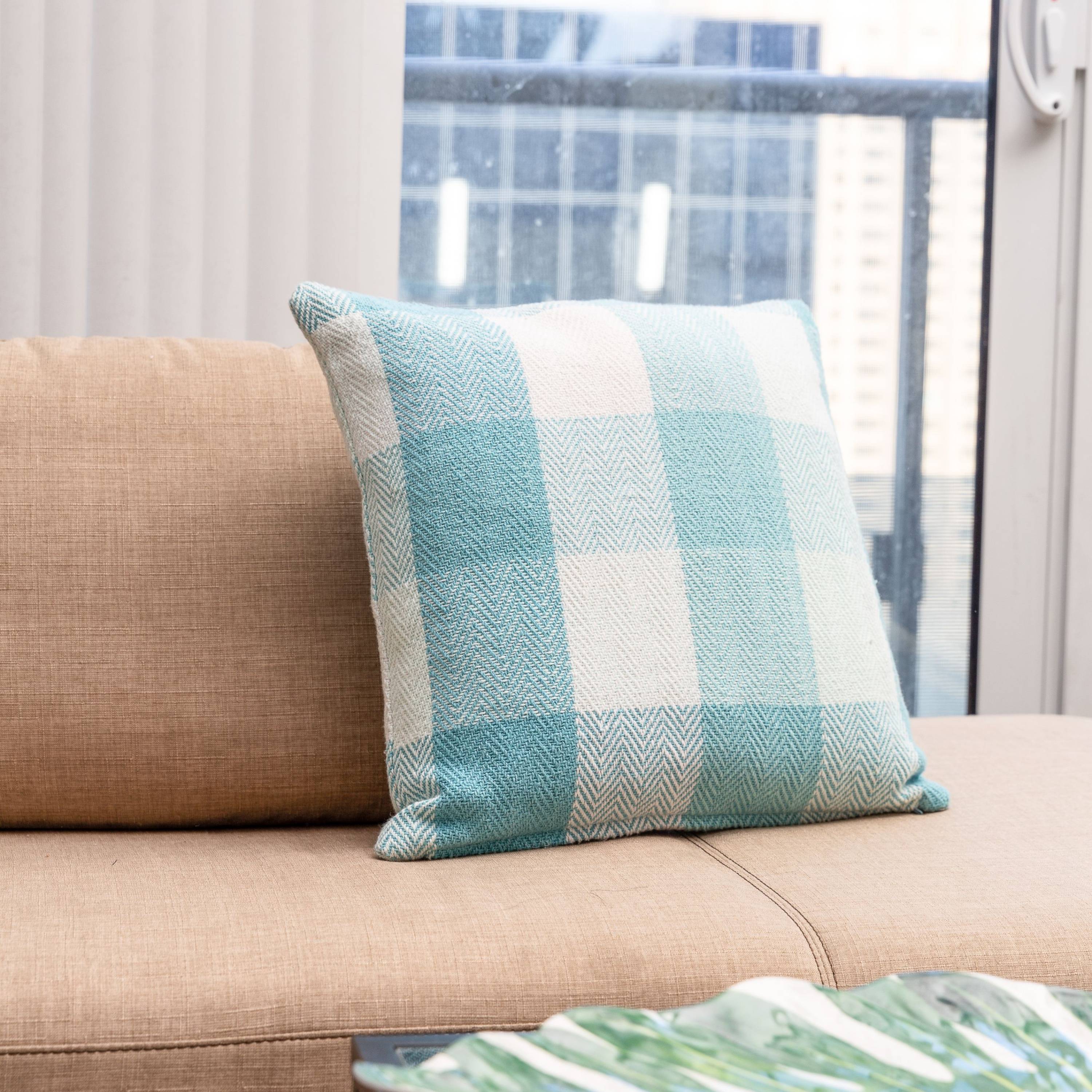 Herringbone Check Cotton Cushion with filler