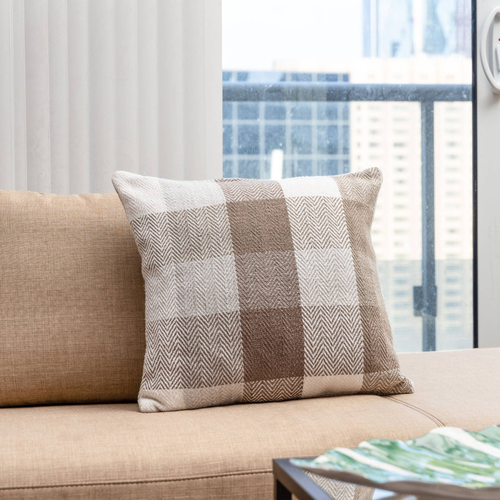 Herringbone Check Cotton Cushion with filler
