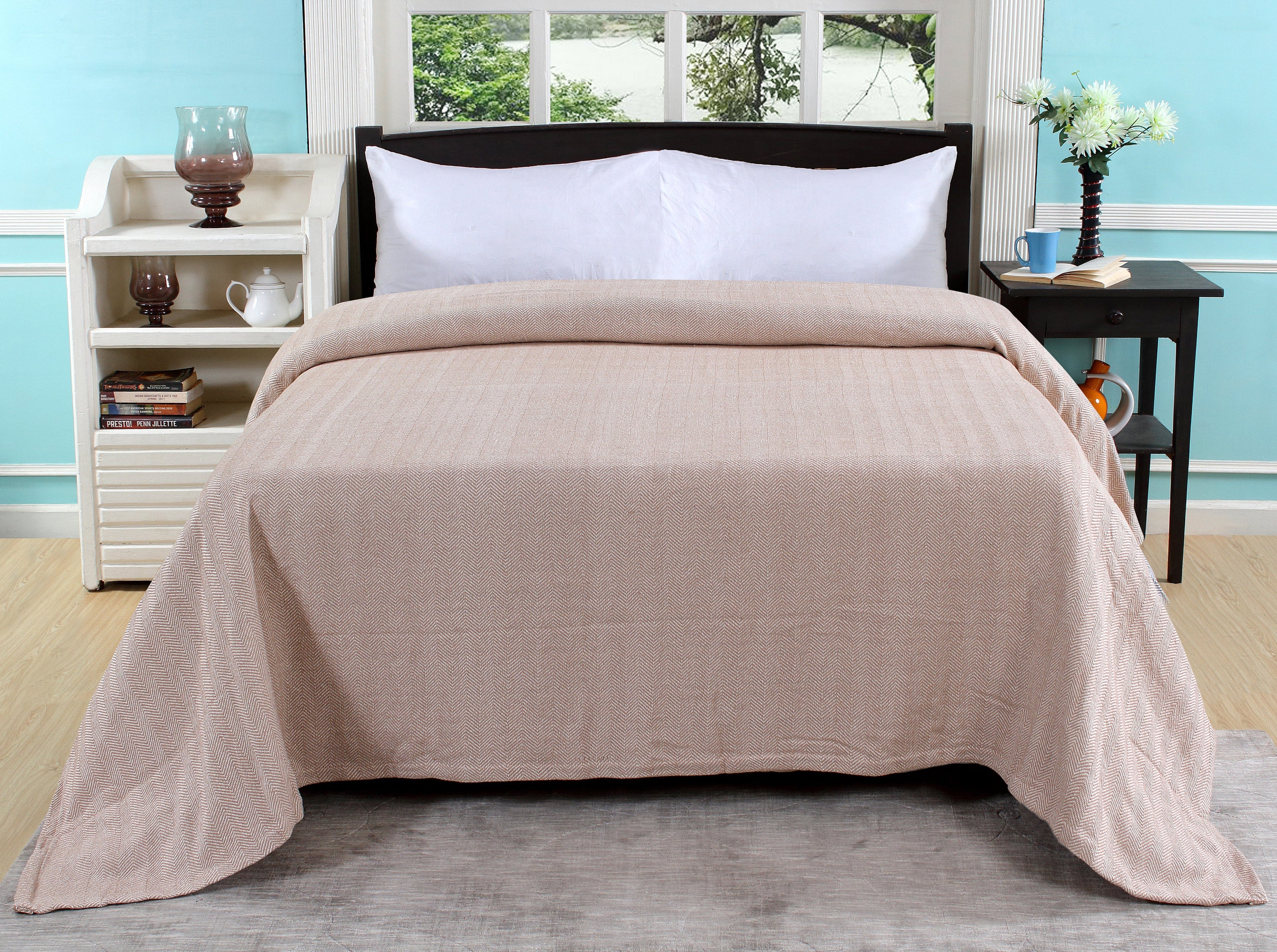 Herringbone Stripe Cotton Blanket