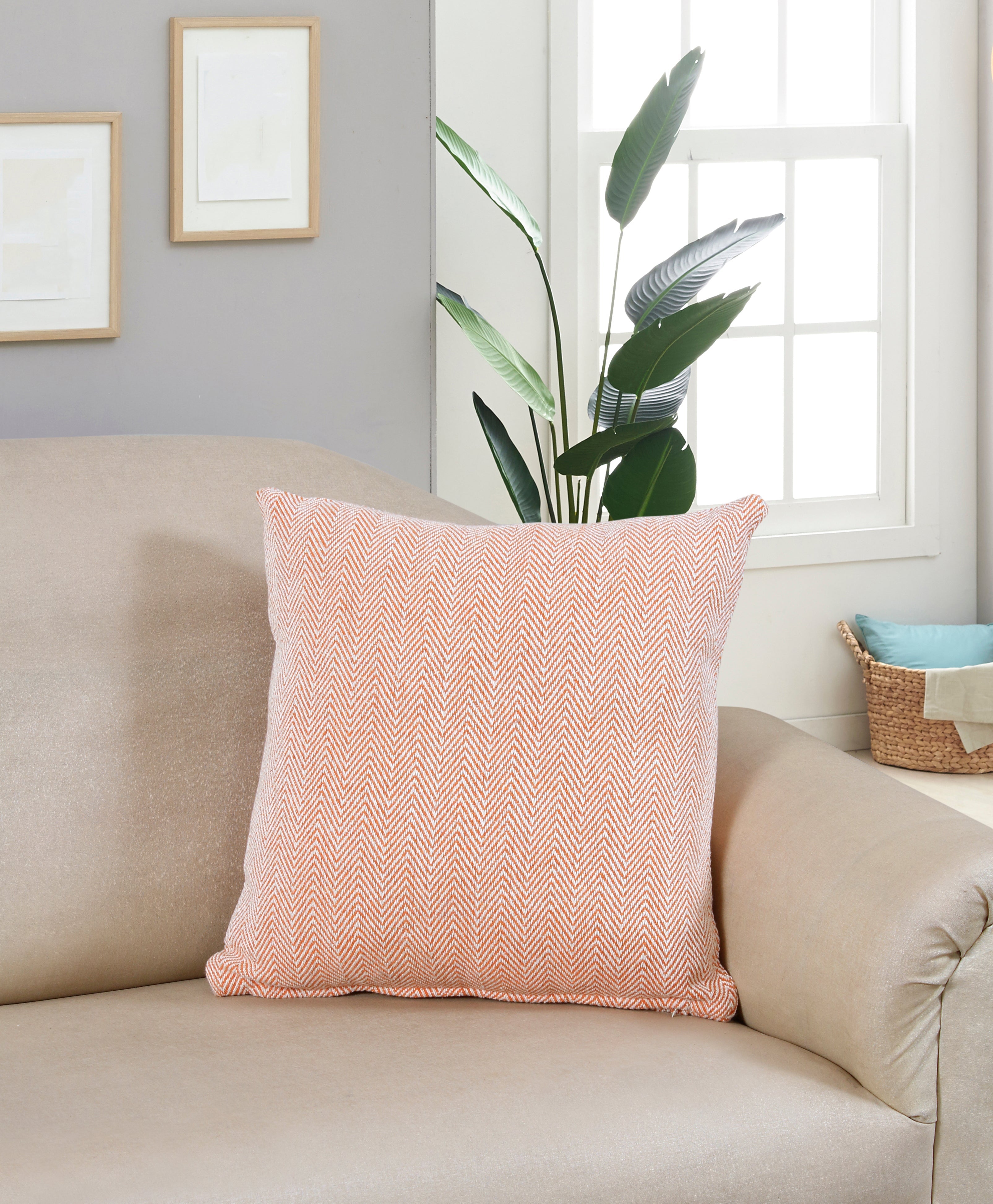 Herringbone Stripe Cotton Cushion with filler