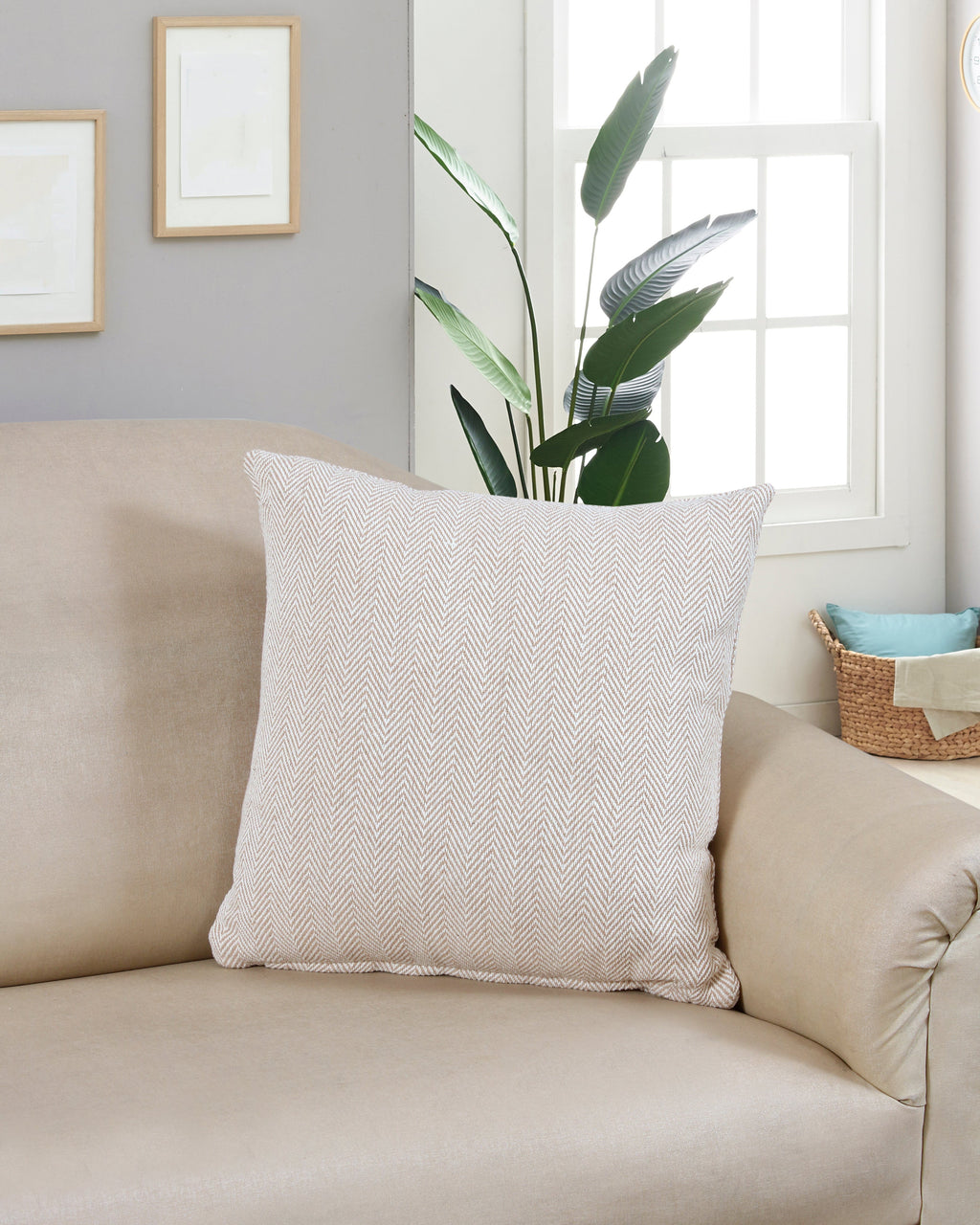 Herringbone Stripe Cotton Cushion with filler
