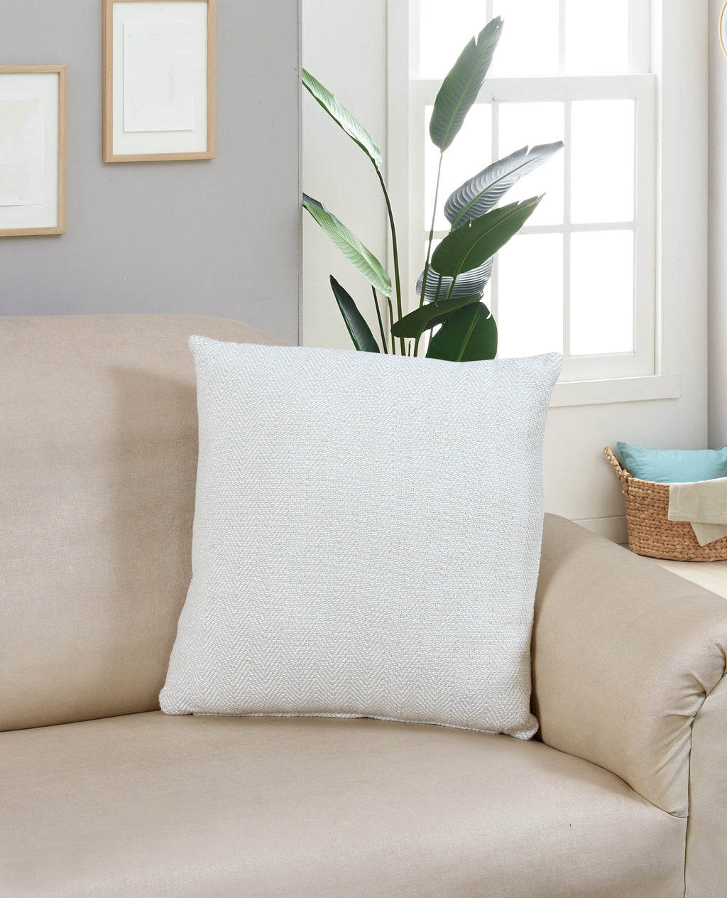 Herringbone Stripe Cotton Cushion with filler