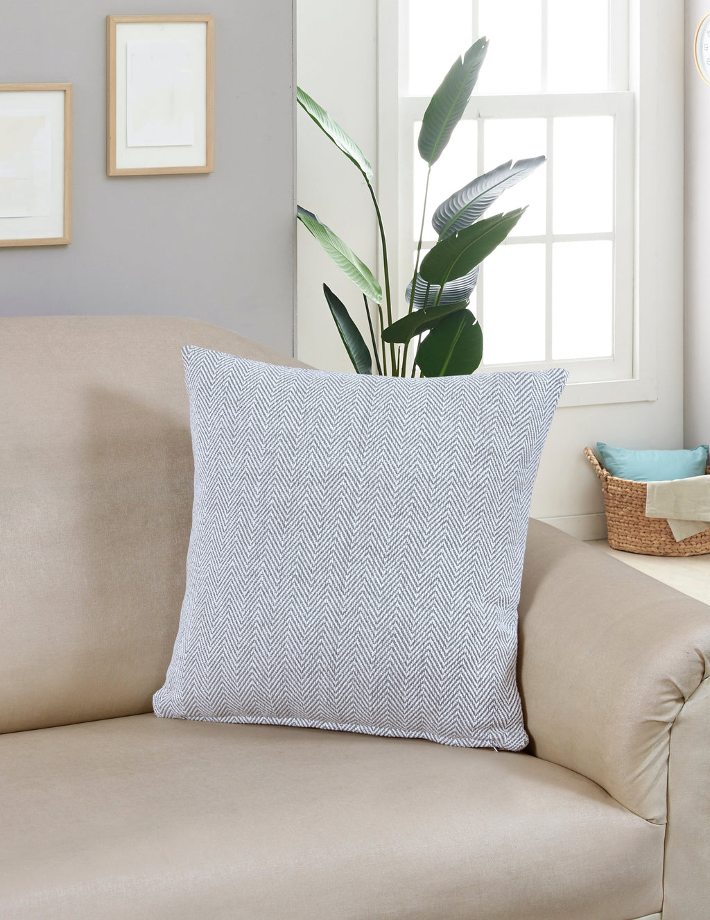 Herringbone Stripe Cotton Cushion with filler