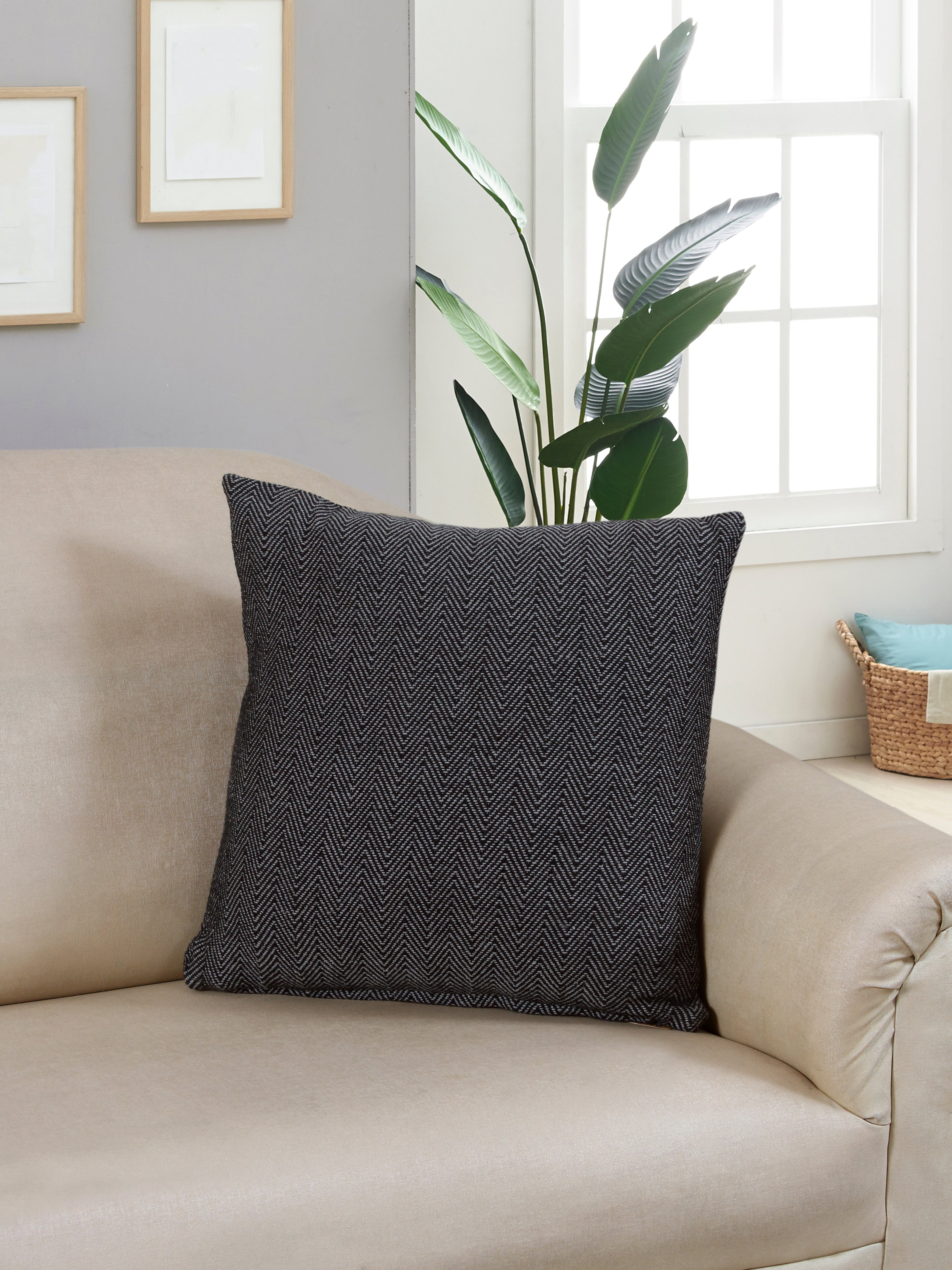 Herringbone Stripe Cotton Cushion with filler