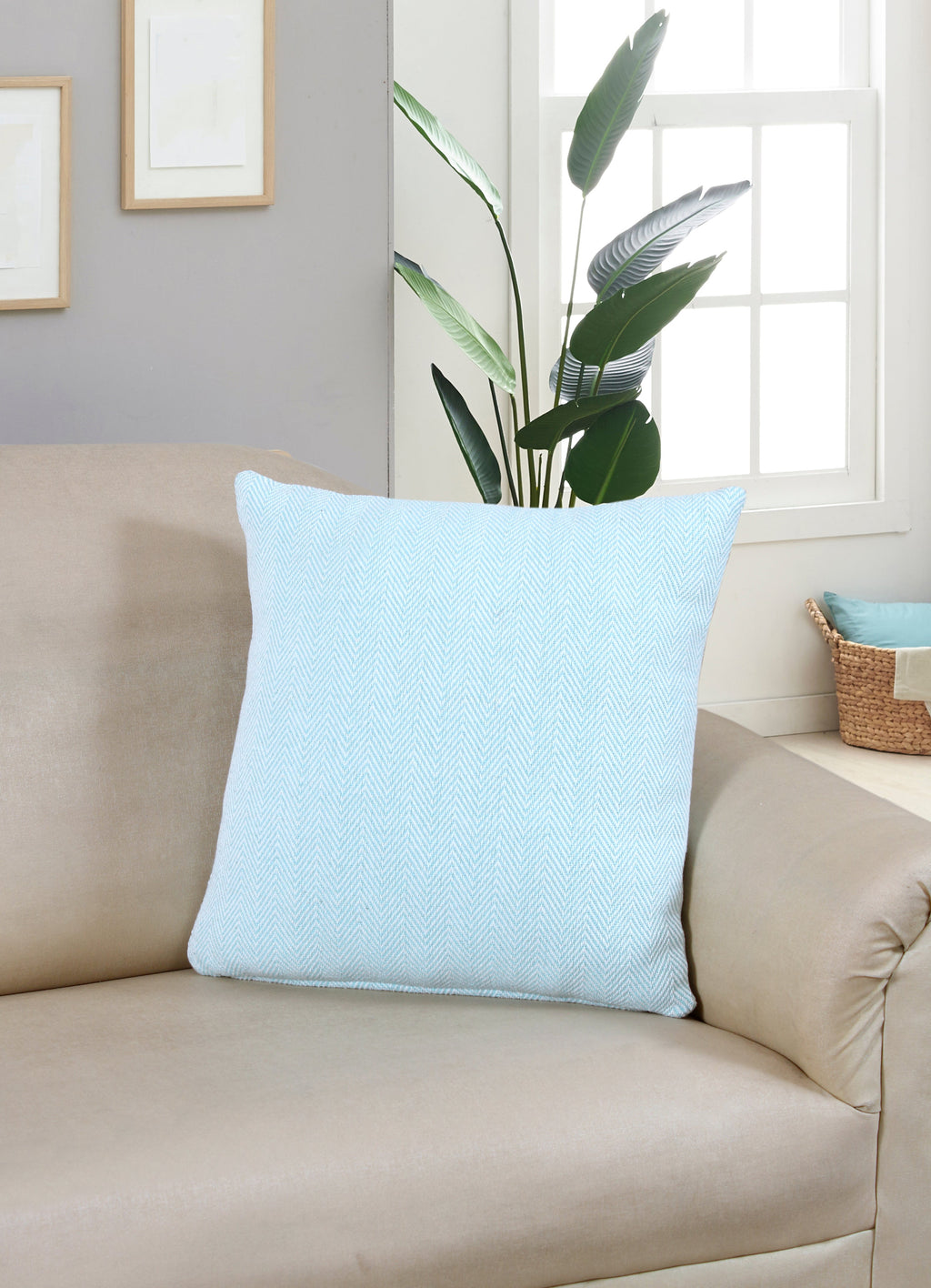 Herringbone Stripe Cotton Cushion with filler