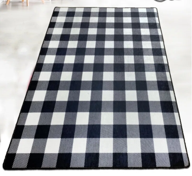 2'7 x 3'3 Choi Gingham Rug in Black/White