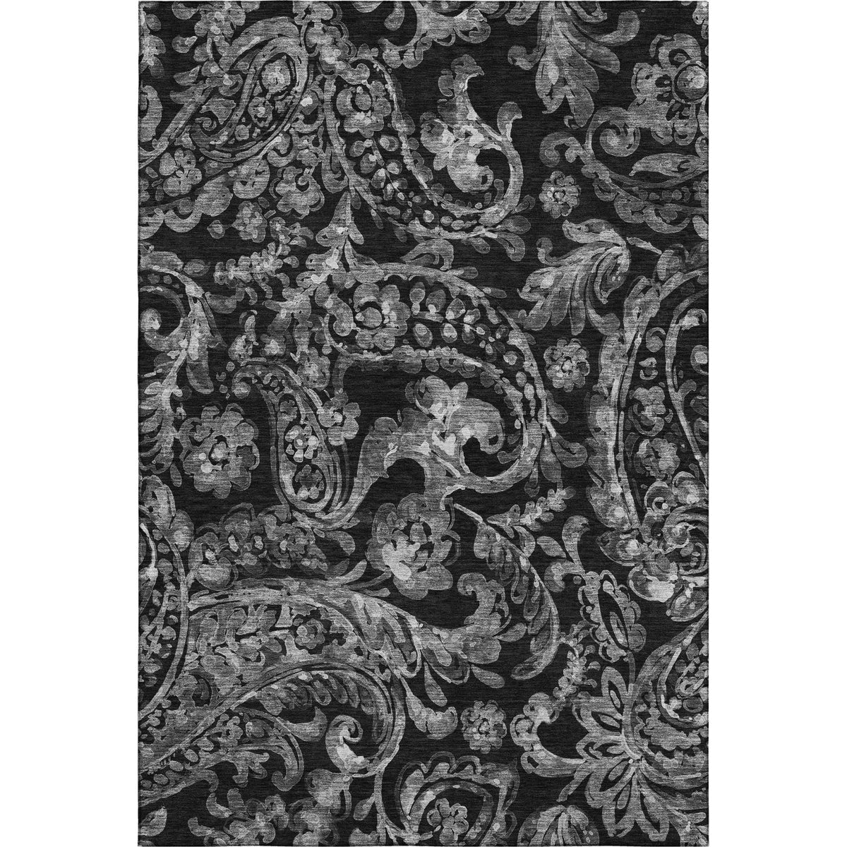 2'6x3'10 Premium Machine Washable Prisco Black Rug