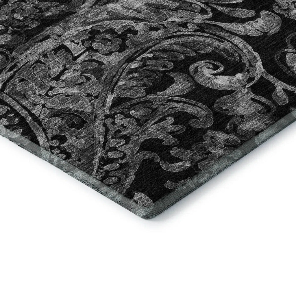 2'6x3'10 Premium Machine Washable Prisco Black Rug