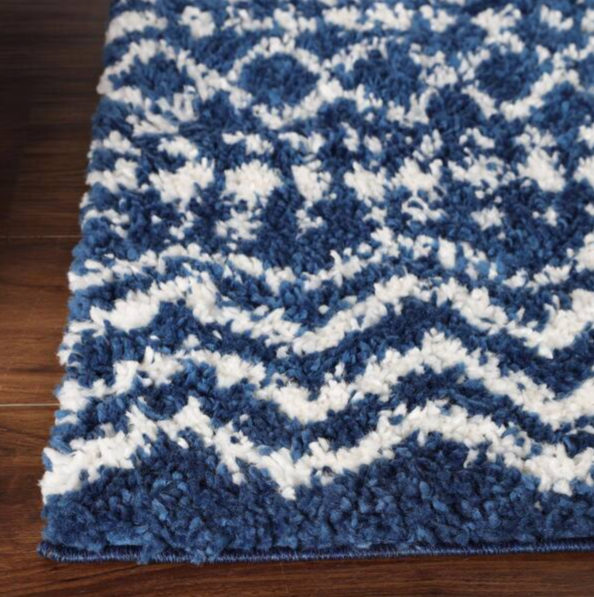 8 ft. x 10 ft Jayce Boho Geometric Blue Shag Polypropylene Area Rug