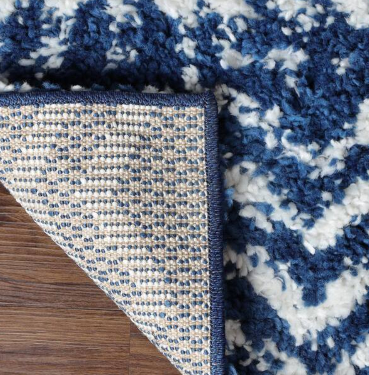 8 ft. x 10 ft Jayce Boho Geometric Blue Shag Polypropylene Area Rug