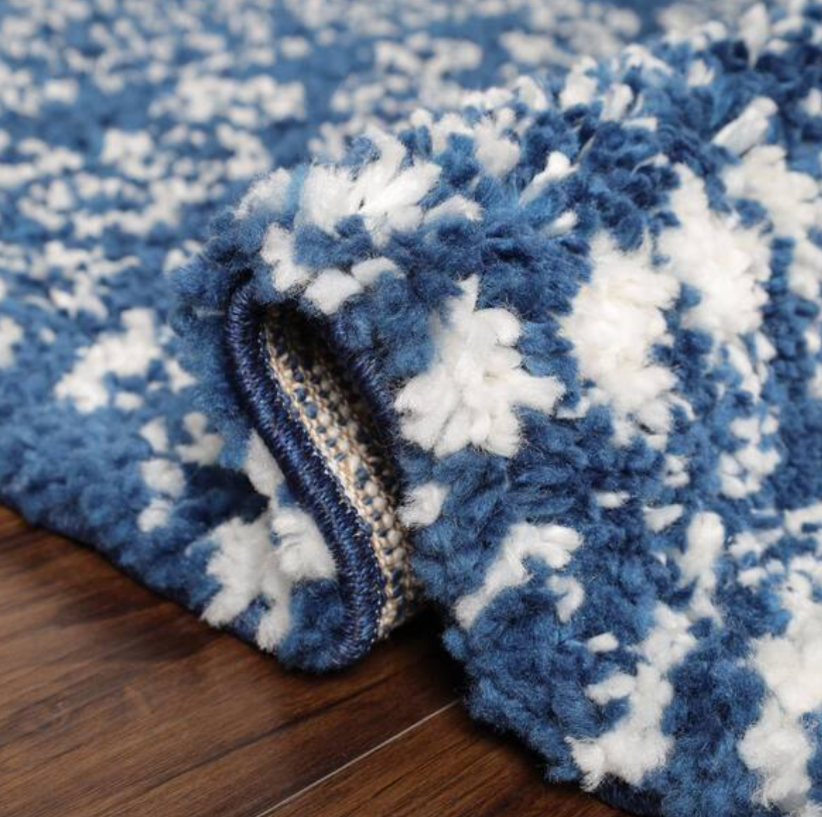 8 ft. x 10 ft Jayce Boho Geometric Blue Shag Polypropylene Area Rug