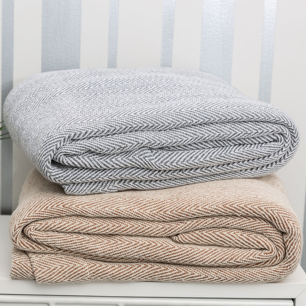Herringbone Stripe Cotton Blanket
