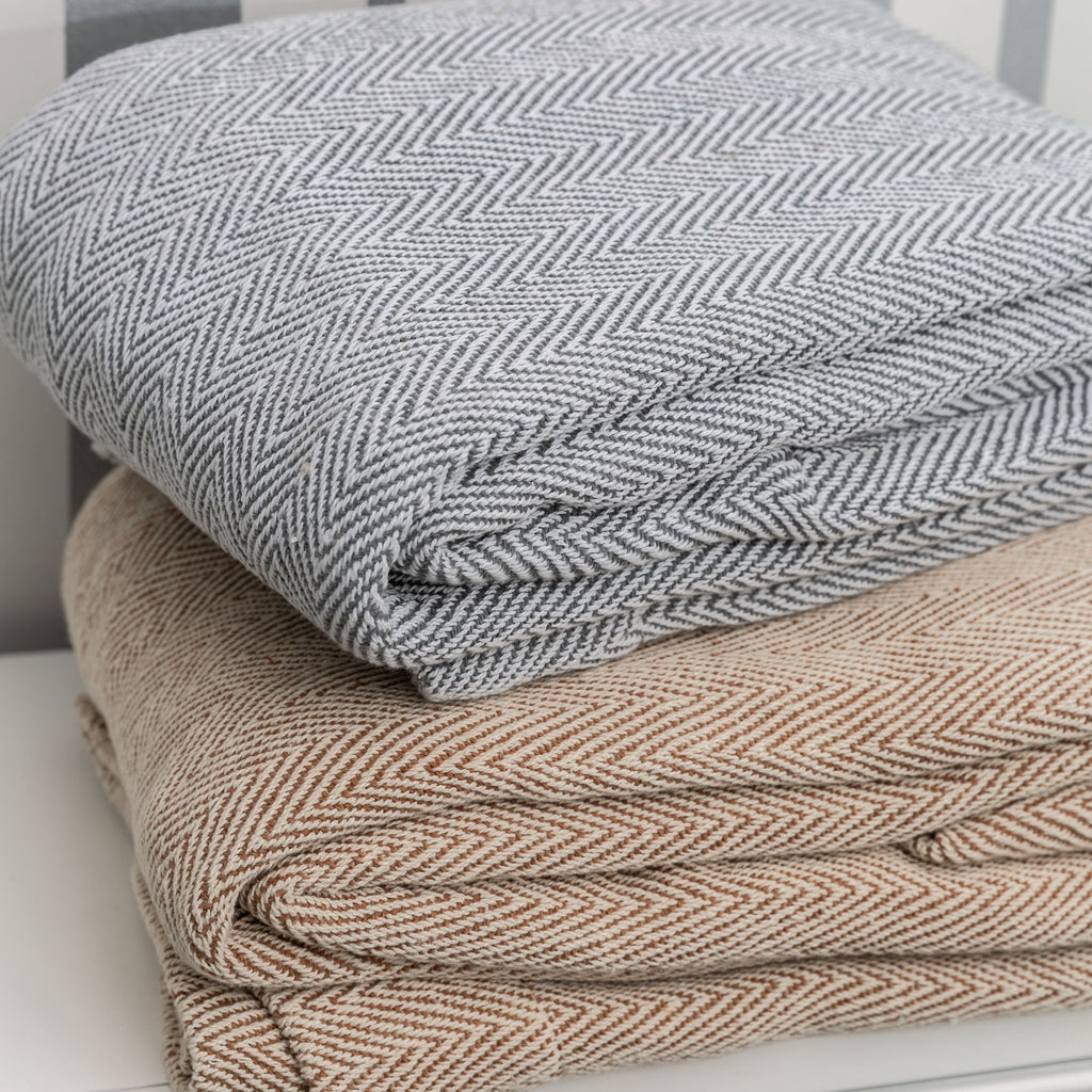 Herringbone Stripe Cotton Blanket