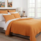 King - Double Cloth Quilt Jacquard Weave Cotton Blend Mustard