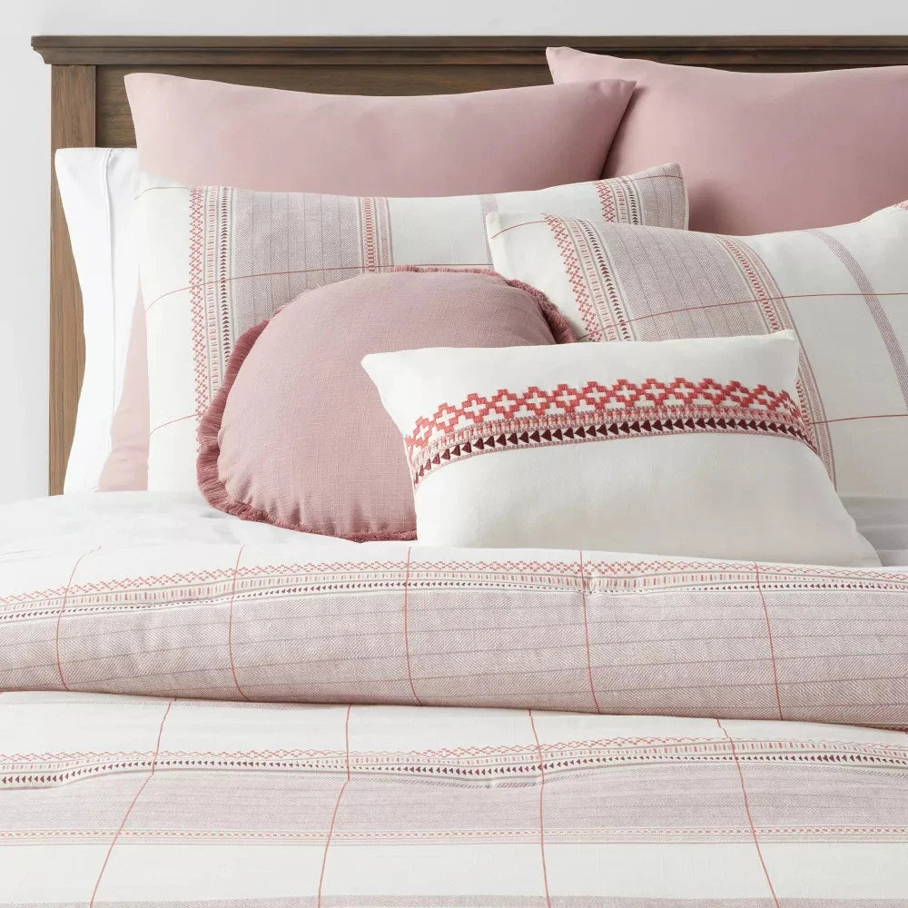 King 8pc Stripe Boho Comforter Set Mauve - Threshold